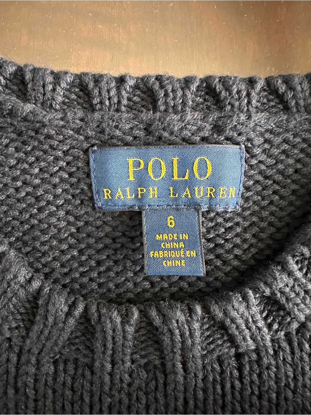 Polo by Ralph Lauren Navy Crewneck American Flag Sweater Kids Size 6 - Picture 3 of 3
